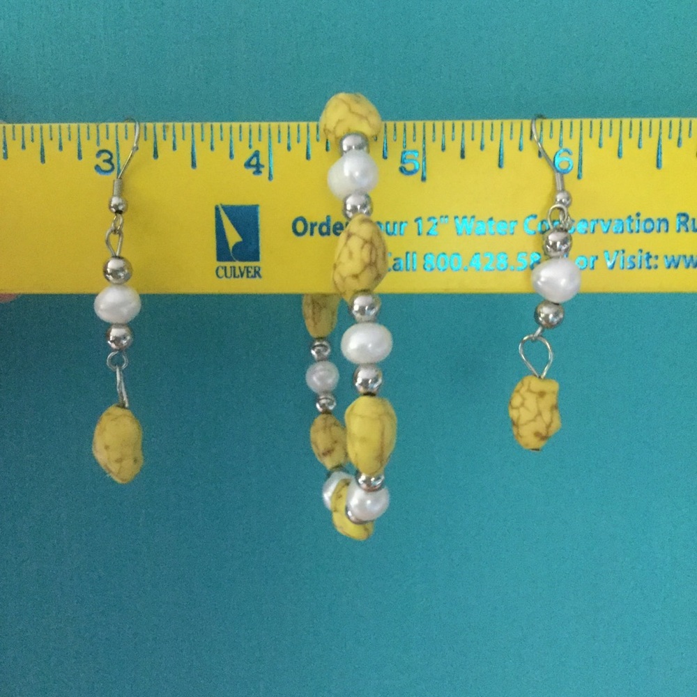 YELLOW TURQUOISE Chunky Earrings Bracelet  NWT  Statement Beauty